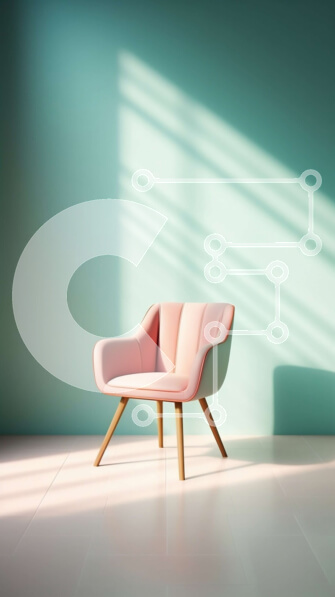 Intra Συλλεκτικό Ξύλινο Παζλ Plywood  4mm - Φωτεινό πράσινο δωμάτιο με ροζ καρέκλα και φως του ήλιου Σε Ξύλινο Κουτί - Διαστάσεις Puzzle: 10x10 cm – 25 κομμάτια