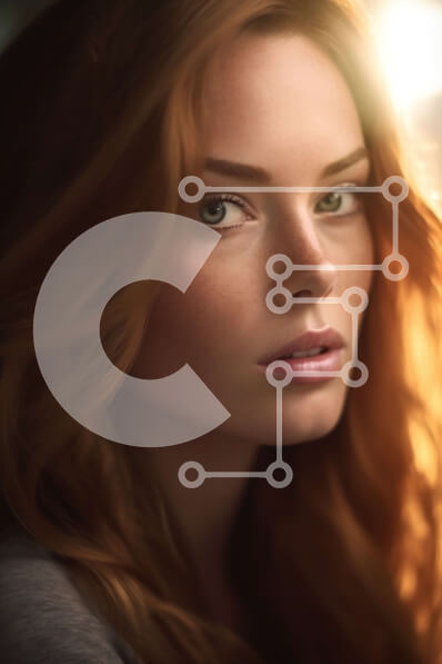 Intra Συλλεκτικό Ξύλινο Παζλ Plywood  4mm - Σοβαρό πορτρέτο μιας γυναίκας με κόκκινα μαλλιά και πράσινα μάτια Σε Ξύλινο Κουτί - Διαστάσεις Puzzle: 10x10 cm – 25 κομμάτια