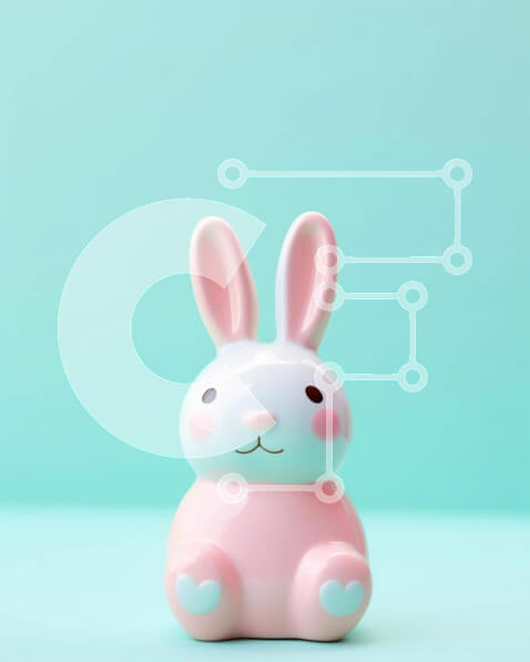 Intra Συλλεκτικό Ξύλινο Παζλ Plywood  4mm - Ειδώλιο λαγουδάκι με θέμα το Πάσχα σε τιρκουάζ φόντο Σε Ξύλινο Κουτί - Διαστάσεις Puzzle: 10x10 cm – 25 κομμάτια