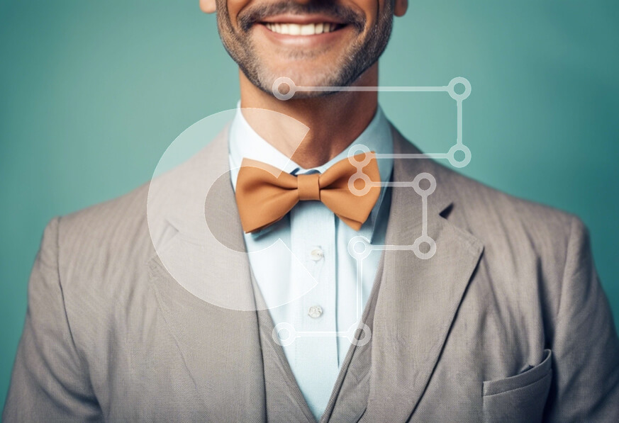 Intra Συλλεκτικό Ξύλινο Παζλ Plywood  4mm - Χαμογελαστός άνδρας με γκρι κοστούμι και καφέ παπιγιόν Σε Ξύλινο Κουτί - Διαστάσεις Puzzle: 10x10 cm – 25 κομμάτια