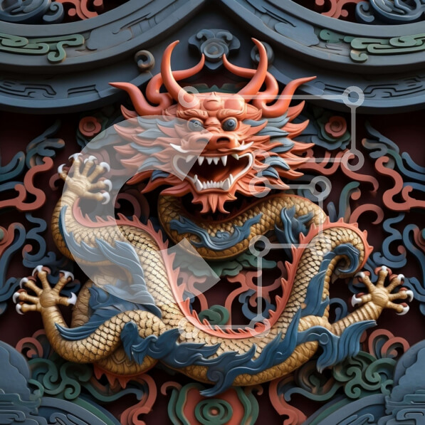 Intra Συλλεκτικό Ξύλινο Παζλ Plywood  4mm - Περίτεχνο γλυπτό δράκου στο κτίριο Σε Ξύλινο Κουτί - Διαστάσεις Puzzle: 10x10 cm – 25 κομμάτια