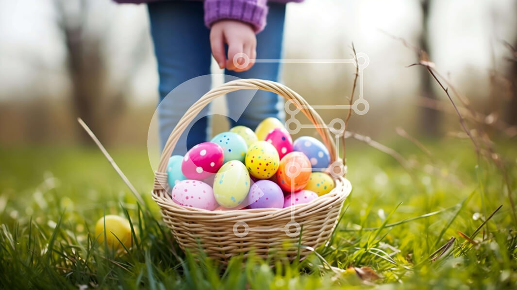 Intra Συλλεκτικό Ξύλινο Παζλ Plywood  4mm - Παιδί που κρατά το Πασχαλινό καλάθι με τα πολύχρωμα αυγά Σε Ξύλινο Κουτί - Διαστάσεις: 10x10 cm – 25 κομμάτια