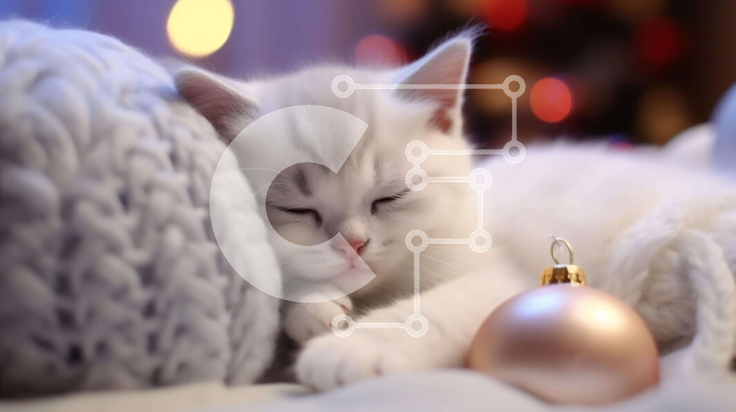 Intra Συλλεκτικό Ξύλινο Παζλ Plywood  4mm - Γατάκι ύπνου σε μια διακοσμημένη διακοσμητική μπάλα Σε Ξύλινο Κουτί - Διαστάσεις Puzzle: 10x10 cm – 25 κομμάτια