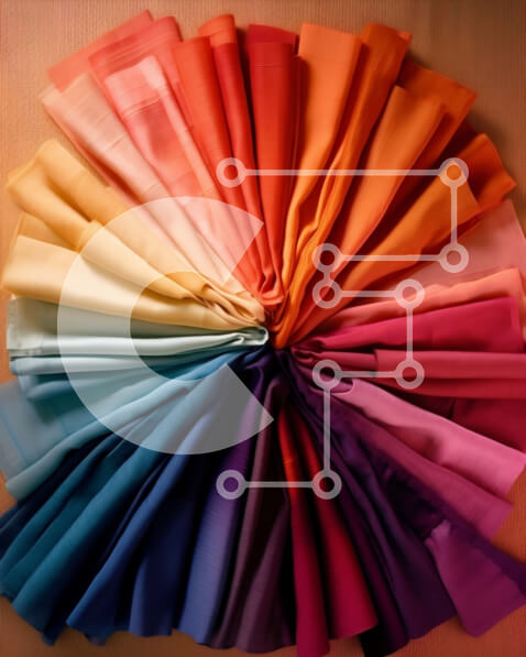 Intra Συλλεκτικό Ξύλινο Παζλ Plywood  4mm - Πολύχρωμο υφασμάτινο κυκλικό σχέδιο ουράνιου τόξου σε ξύλινη επιφάνεια Σε Ξύλινο Κουτί - Διαστάσεις Puzzle: 10x10 cm – 25 κομμάτια