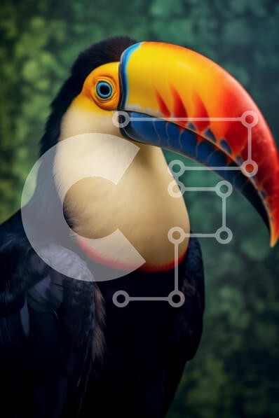 Σετ των 2 Intra Συλλεκτικό Ξύλινο Παζλ Plywood  4mm - Εκπληκτική εικόνα ενός Τουκάν με μεγάλο ράμφος και ζωηρά φτερά Σε Ξύλινο Κουτί - Διαστάσεις: 10x10 cm – 25 κομμάτια