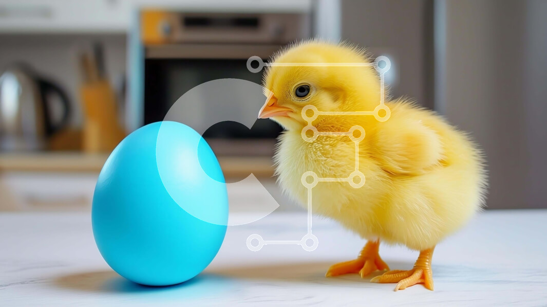 Intra Συλλεκτικό Ξύλινο Παζλ Plywood  4mm - Περίεργος κίτρινος νεοσσός και μπλε αυγό Σε Ξύλινο Κουτί - Διαστάσεις: 10x10 cm – 25 κομμάτια