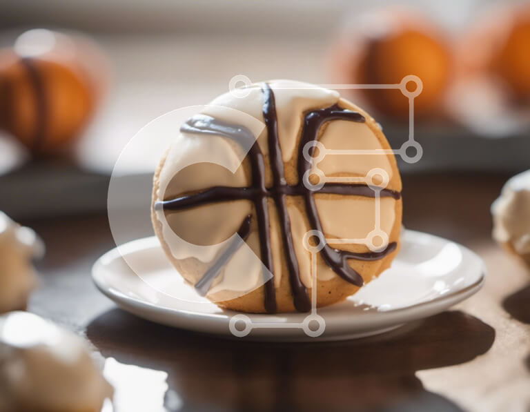 Σετ των 2 Intra Συλλεκτικό Ξύλινο Παζλ Plywood  4mm - Μπισκότο σε σχήμα μπάσκετ με σοκολάτα και φέτες πορτοκαλιού Σε Ξύλινο Κουτί - Διαστάσεις: 10x10 cm – 25 κομμάτια