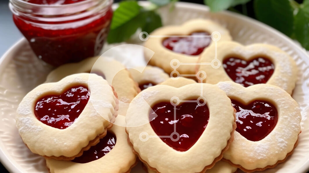 Σετ των 2 Intra Συλλεκτικό Ξύλινο Παζλ Plywood  4mm - Μπισκότα σε σχήμα καρδιάς με μαρμελάδα στο πιάτο Σε Ξύλινο Κουτί - Διαστάσεις: 10x10 cm – 25 κομμάτια