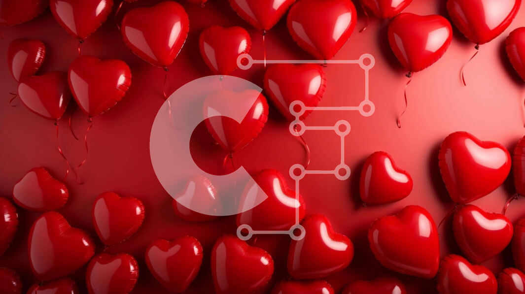 Intra Συλλεκτικό Ξύλινο Παζλ Plywood  4mm - Μπαλόνια κόκκινων καρδιών σε φόντο Σε Ξύλινο Κουτί - Διαστάσεις Puzzle: 10x10 cm – 25 κομμάτια