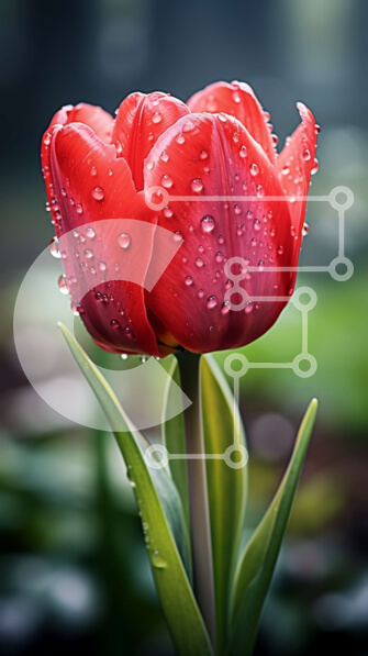 Σετ των 2 Intra Συλλεκτικό Ξύλινο Παζλ Plywood  4mm - Εκπληκτική κινηματογράφηση σε πρώτο πλάνο μιας κόκκινης τουλίπας με σταγονίδια νερού Σε Ξύλινο Κουτί - Διαστάσεις: 10x10 cm – 25 κομμάτια