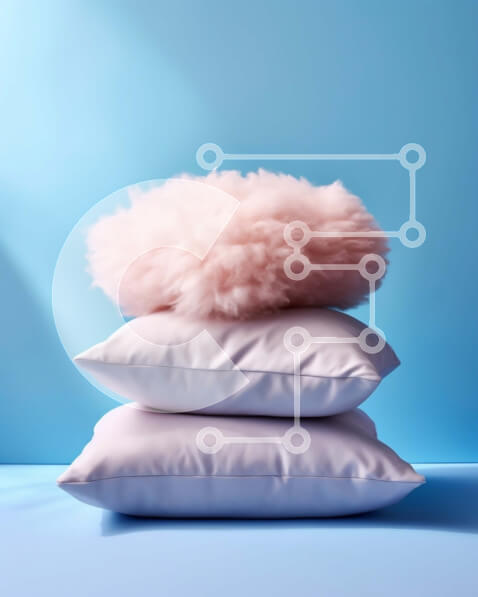 Intra Συλλεκτικό Ξύλινο Παζλ Plywood  4mm - Όμορφη εικόνα με ροζ και λευκά μαξιλάρια σε μπλε φόντο Σε Ξύλινο Κουτί - Διαστάσεις Puzzle: 10x10 cm – 25 κομμάτια