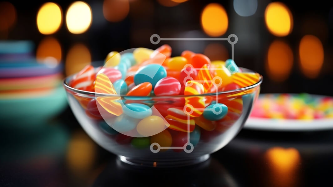 Σετ των 2 Intra Συλλεκτικό Ξύλινο Παζλ Plywood  4mm - Πολύχρωμη ποικιλία καραμέλας σε ένα μπολ Σε Ξύλινο Κουτί - Διαστάσεις: 10x10 cm – 25 κομμάτια