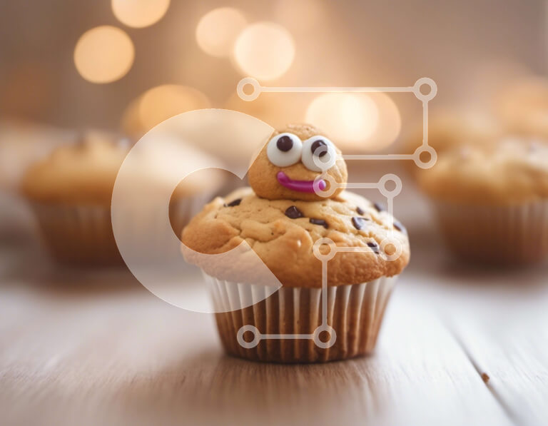 Σετ των 2 Intra Συλλεκτικό Ξύλινο Παζλ Plywood  4mm - Cupcake με διακόσμηση ματιών σε τραπέζι Σε Ξύλινο Κουτί - Διαστάσεις: 10x10 cm – 25 κομμάτια