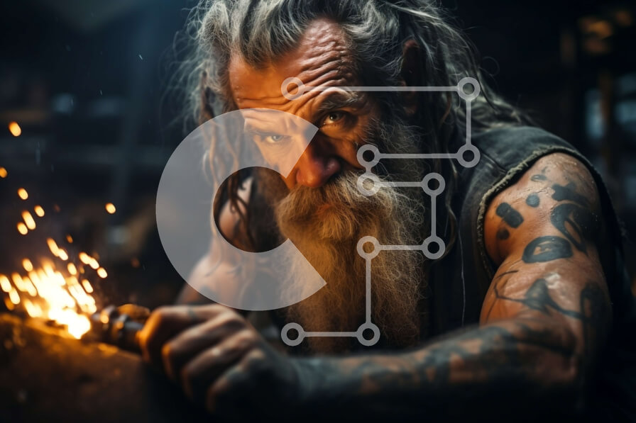 Intra Συλλεκτικό Ξύλινο Παζλ Plywood  4mm - Ηλικιωμένος Μεταλλουργός Θέρμανση Μετάλλου με Φακό Σε Ξύλινο Κουτί - Διαστάσεις Puzzle: 10x10 cm – 25 κομμάτια