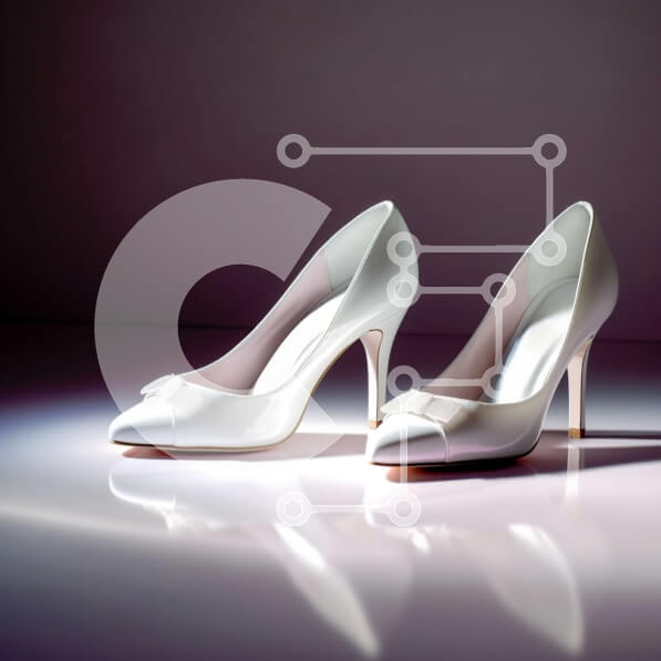 Σετ των 2 Intra Συλλεκτικό Ξύλινο Παζλ Plywood  4mm - Κομψές λευκές ψηλοτάκουνες γόβες με λεπτομέρεια φιόγκου Σε Ξύλινο Κουτί - Διαστάσεις: 10x10 cm – 25 κομμάτια