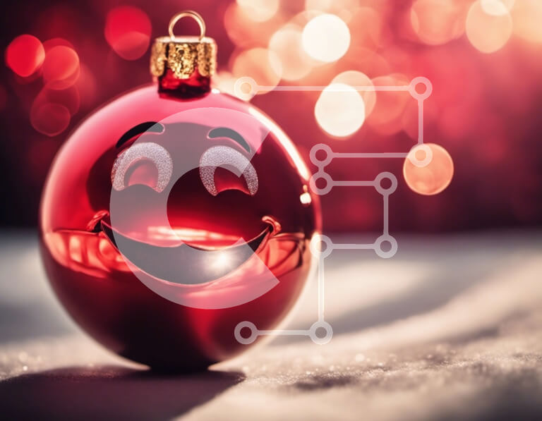 Intra Συλλεκτικό Ξύλινο Παζλ Plywood  4mm - Χαμογελώντας Χριστουγεννιάτικο Στολίδι - Κόκκινο στρογγυλό στολίδι με χαρούμενο πρόσωπο Σε Ξύλινο Κουτί - Διαστάσεις: 10x10 cm – 25 κομμάτια