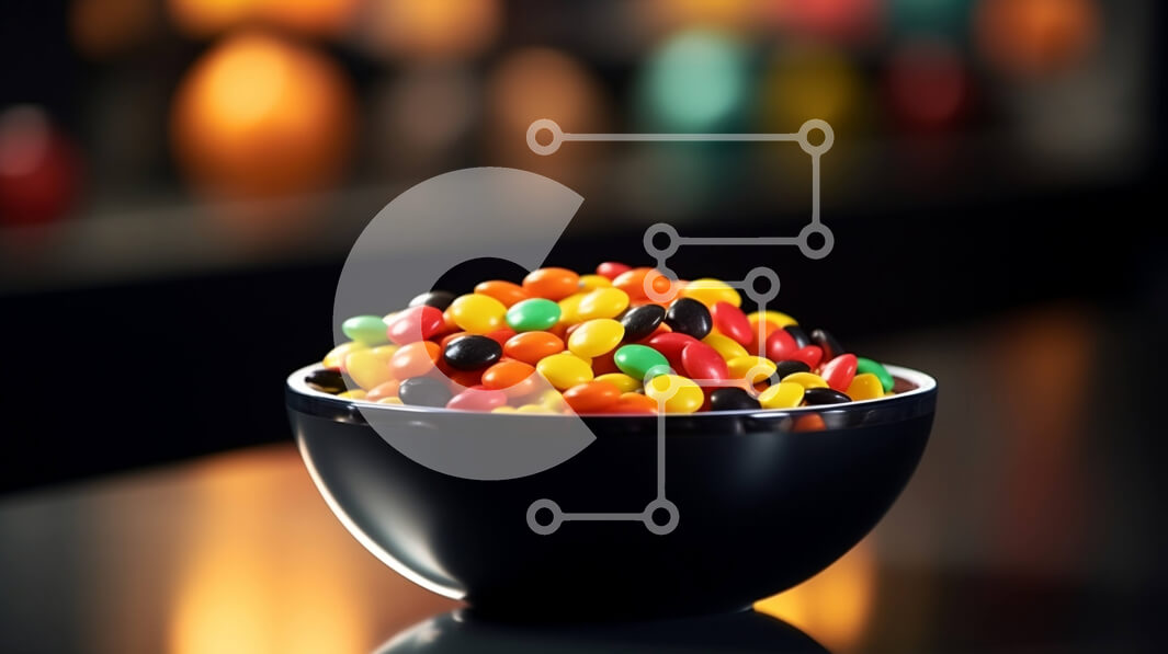 Σετ των 2 Intra Συλλεκτικό Ξύλινο Παζλ Plywood  4mm - Πολύχρωμη καραμέλα σε ένα μπολ Σε Ξύλινο Κουτί - Διαστάσεις: 10x10 cm – 25 κομμάτια