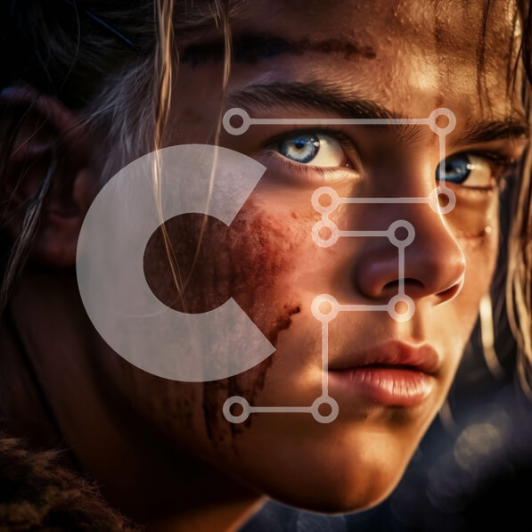 Σετ των 2 Intra Συλλεκτικό Ξύλινο Παζλ Plywood  4mm - Grunge Beauty: Νεαρή γυναίκα με δερμάτινο μπουφάν και αίμα στο πρόσωπο και στα χέρια Σε Ξύλινο Κουτί - Διαστάσεις: 10x10 cm – 25 κομμάτια