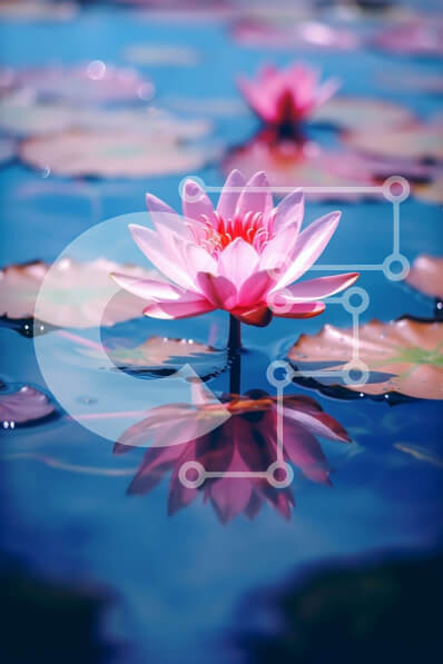 Σετ των 2 Intra Συλλεκτικό Ξύλινο Παζλ Plywood  4mm - Εκπληκτική φωτογραφία ενός ροζ λουλουδιού λωτού σε ένα ήρεμο σώμα νερού Σε Ξύλινο Κουτί - Διαστάσεις: 10x10 cm – 25 κομμάτια