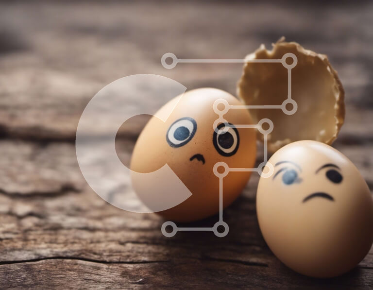 Σετ των 2 Intra Συλλεκτικό Ξύλινο Παζλ Plywood  4mm - Σπασμένο αυγό με λυπημένα και χαρούμενα πρόσωπα Σε Ξύλινο Κουτί - Διαστάσεις: 10x10 cm – 25 κομμάτια