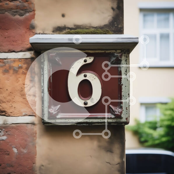 Intra Συλλεκτικό Ξύλινο Παζλ Plywood  4mm - Vintage ρουστίκ αριθμός 6 σε ξεπερασμένο τοίχο από τούβλα Σε Ξύλινο Κουτί - Διαστάσεις: 10x10 cm – 25 κομμάτια