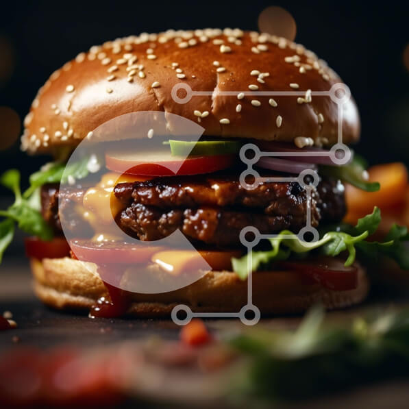 Σετ των 2 Intra Συλλεκτικό Ξύλινο Παζλ Plywood  4mm - Λαχταριστό Cheeseburger με φρέσκα υλικά Σε Ξύλινο Κουτί - Διαστάσεις: 10x10 cm – 25 κομμάτια