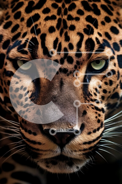 Σετ των 2 Intra Συλλεκτικό Ξύλινο Παζλ Plywood  4mm - Εκπληκτική κοντινή εικόνα του προσώπου ενός Jaguar Σε Ξύλινο Κουτί - Διαστάσεις: 10x10 cm – 25 κομμάτια