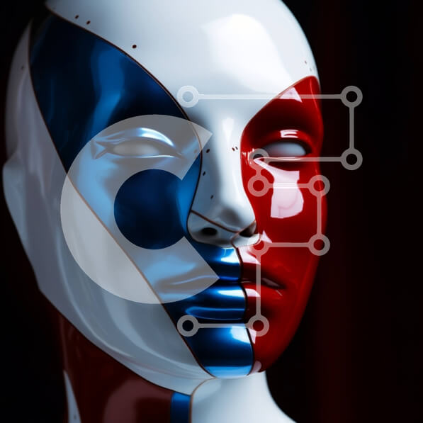 Σετ των 2 Intra Συλλεκτικό Ξύλινο Παζλ Plywood  4mm - Μανεκέν με αμερικανική σημαία με κόκκινο, λευκό και μπλε χρώμα Σε Ξύλινο Κουτί - Διαστάσεις: 10x10 cm – 25 κομμάτια