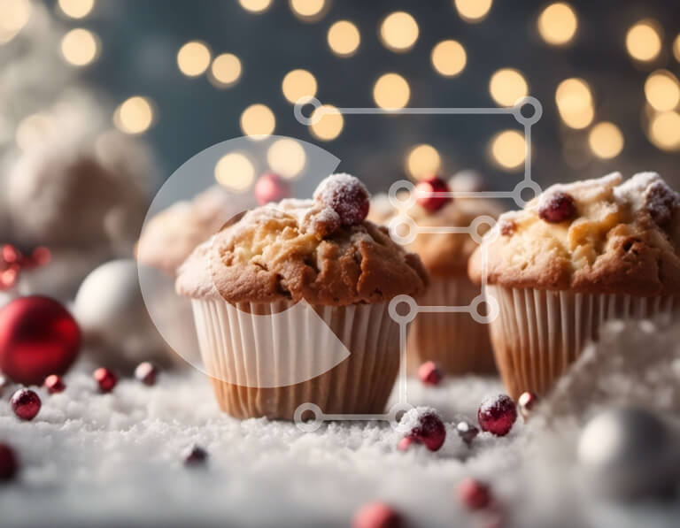 Σετ των 2 Intra Συλλεκτικό Ξύλινο Παζλ Plywood  4mm - Λαχταριστά Muffins με ζάχαρη άχνη και κόκκινα μούρα Σε Ξύλινο Κουτί - Διαστάσεις: 10x10 cm – 25 κομμάτια