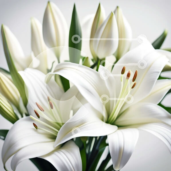 Σετ των 2 Intra Συλλεκτικό Ξύλινο Παζλ Plywood  4mm - Κομψό μπουκέτο με λευκά κρίνα σε γκρι φόντο Σε Ξύλινο Κουτί - Διαστάσεις: 10x10 cm – 25 κομμάτια