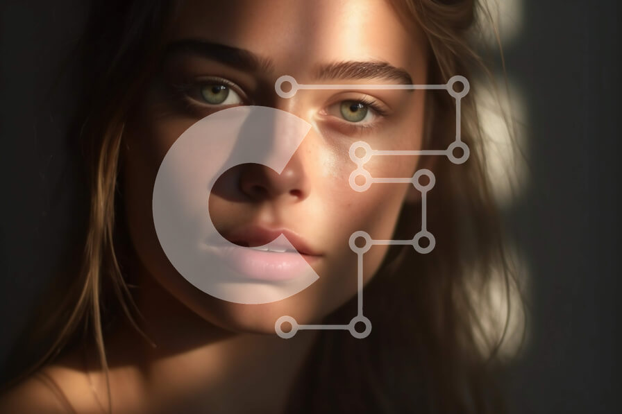 Intra Συλλεκτικό Ξύλινο Παζλ Plywood  4mm - Εκπληκτικό πορτρέτο μιας νεαρής γυναίκας με μακριά καστανά μαλλιά και πράσινα μάτια. Σε Ξύλινο Κουτί - Διαστάσεις Puzzle: 10x10 cm – 25 κομμάτια