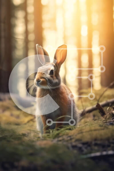 Σετ των 2 Intra Συλλεκτικό Ξύλινο Παζλ Plywood  4mm - Αξιολάτρευτη εικόνα ενός μικρού καφέ λαγού σε ένα ξέφωτο δάσους Σε Ξύλινο Κουτί - Διαστάσεις: 10x10 cm – 25 κομμάτια