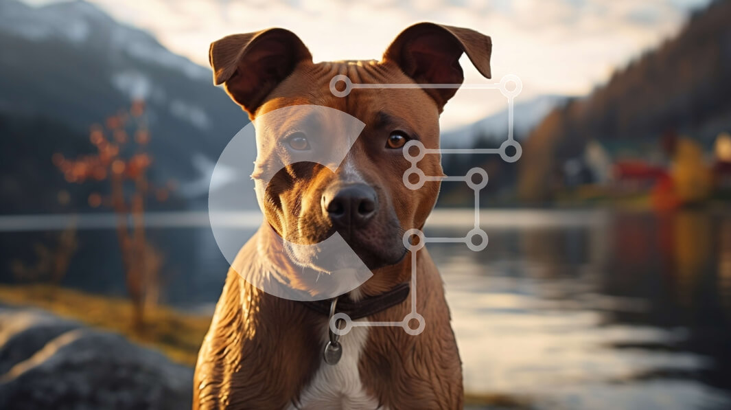 Intra Συλλεκτικό Ξύλινο Παζλ Plywood  4mm - Σοβαρό καφέ και λευκό σκυλί στη βραχώδη ακτή Σε Ξύλινο Κουτί - Διαστάσεις: 10x10 cm – 25 κομμάτια