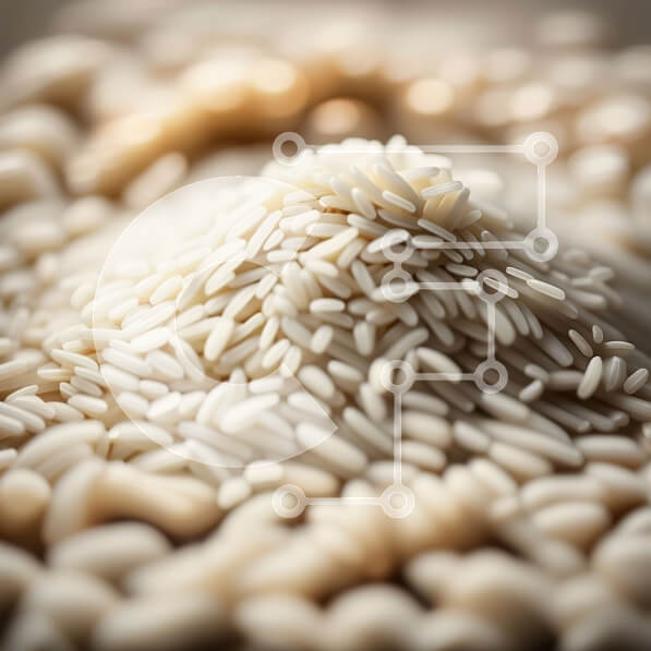 Σετ των 2 Intra Συλλεκτικό Ξύλινο Παζλ Plywood  4mm - Γκρο πλαν φωτογραφία ενός σωρού από κόκκους λευκού ρυζιού Σε Ξύλινο Κουτί - Διαστάσεις: 10x10 cm – 25 κομμάτια