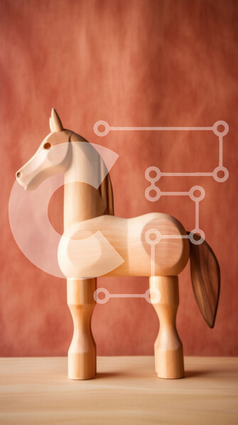 Intra Συλλεκτικό Ξύλινο Παζλ Plywood  4mm - Όμορφο ξύλινο άγαλμα αλόγων σε ένα ρουστίκ ξύλινο τραπέζι Σε Ξύλινο Κουτί - Διαστάσεις: 10x10 cm – 25 κομμάτια