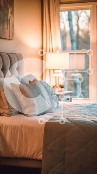 Intra Συλλεκτικό Ξύλινο Παζλ Plywood  4mm - Όμορφο και άνετο υπνοδωμάτιο με θέα στην πόλη στο ηλιοβασίλεμα Σε Ξύλινο Κουτί - Διαστάσεις Puzzle: 10x10 cm – 25 κομμάτια