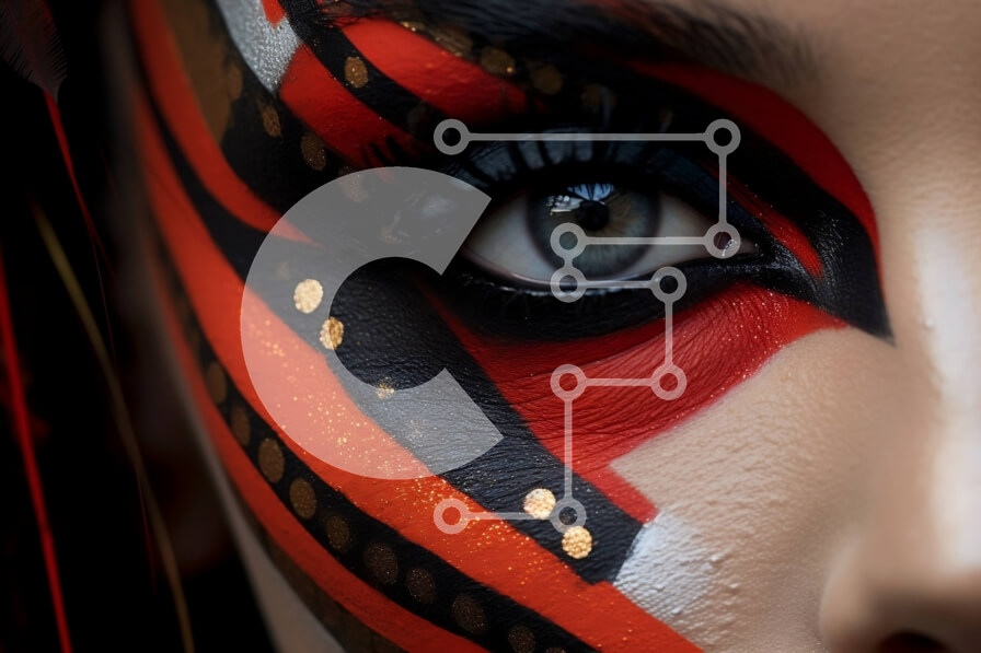 Intra Συλλεκτικό Ξύλινο Παζλ Plywood  4mm - Εκπληκτική Ζέβρα Face Painting σε μια γυναίκα Σε Ξύλινο Κουτί - Διαστάσεις Puzzle: 10x10 cm – 25 κομμάτια