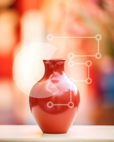 Intra Συλλεκτικό Ξύλινο Παζλ Plywood  4mm - Κόκκινο βάζο σε ξύλινο τραπέζι με λουλούδια Σε Ξύλινο Κουτί - Διαστάσεις Puzzle: 10x10 cm – 25 κομμάτια