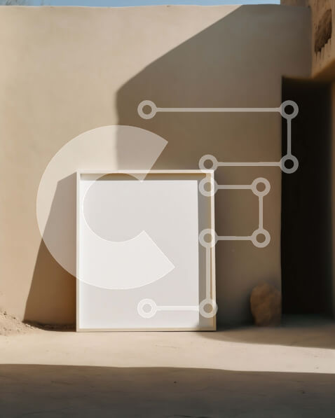 Intra Συλλεκτικό Ξύλινο Παζλ Plywood  4mm - Κενό λευκό πλαίσιο που κρέμεται σε έναν τοίχο της ερήμου Σε Ξύλινο Κουτί - Διαστάσεις Puzzle: 10x10 cm – 25 κομμάτια