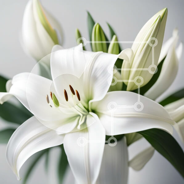 Σετ των 2 Intra Συλλεκτικό Ξύλινο Παζλ Plywood  4mm - Κομψή εικόνα Λευκών Κρίνων σε Βάζο Σε Ξύλινο Κουτί - Διαστάσεις: 10x10 cm – 25 κομμάτια