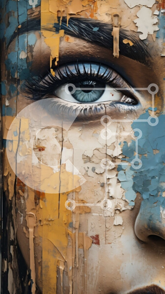 Intra Συλλεκτικό Ξύλινο Παζλ Plywood  4mm - Πρόσωπο Λυπημένης Γυναίκας με Ζωγραφισμένη Έκφραση Θλίψης Σε Ξύλινο Κουτί - Διαστάσεις Puzzle: 10x10 cm – 25 κομμάτια