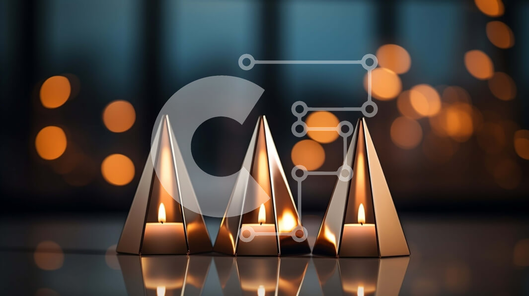 Intra Συλλεκτικό Ξύλινο Παζλ Plywood  4mm - Χρυσά μεταλλικά κεριά διατεταγμένα σε σχήμα πυραμίδας σε σκούρο φόντο Σε Ξύλινο Κουτί - Διαστάσεις Puzzle: 10x10 cm – 25 κομμάτια