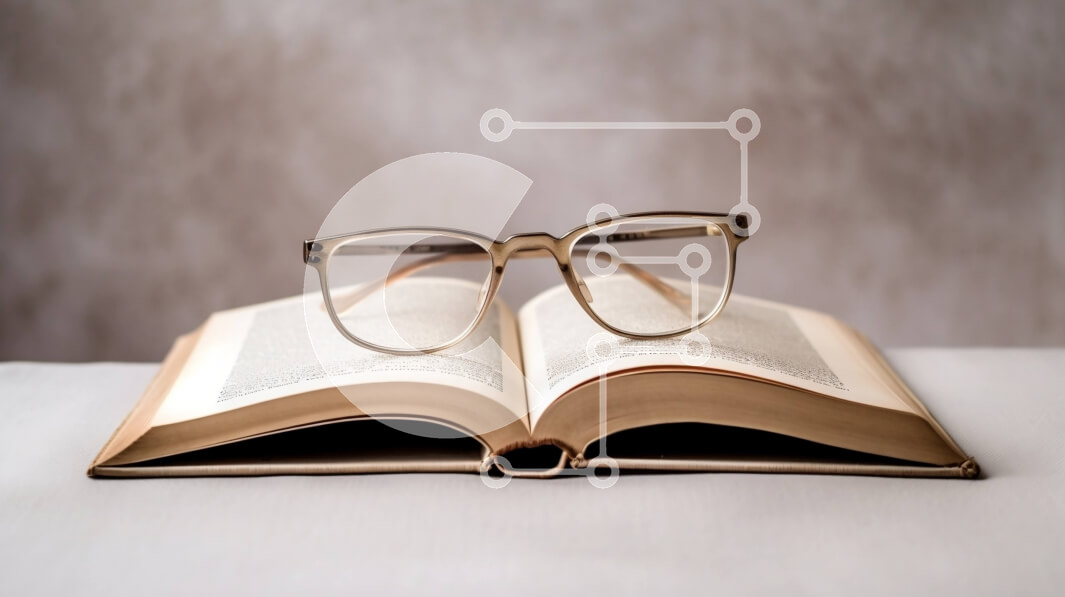 Intra Συλλεκτικό Ξύλινο Παζλ Plywood  4mm - Όμορφη εικόνα ενός ανοιχτού βιβλίου με γυαλιά στην κορυφή Σε Ξύλινο Κουτί - Διαστάσεις Puzzle: 10x10 cm – 25 κομμάτια