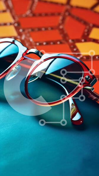 Intra Συλλεκτικό Ξύλινο Παζλ Plywood  4mm - Κομψά γυαλιά ηλίου σε ζωντανό φόντο Σε Ξύλινο Κουτί - Διαστάσεις Puzzle: 10x10 cm – 25 κομμάτια