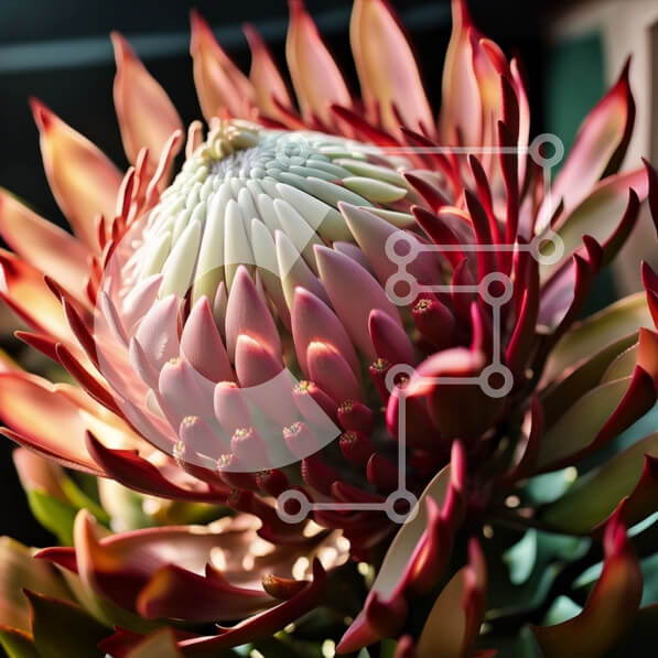 Intra Συλλεκτικό Ξύλινο Παζλ Plywood  4mm - Εκπληκτική κοντινή λήψη ενός κόκκινου και λευκού λουλουδιού με πράσινα φύλλα Σε Ξύλινο Κουτί - Διαστάσεις: 10x10 cm – 25 κομμάτια