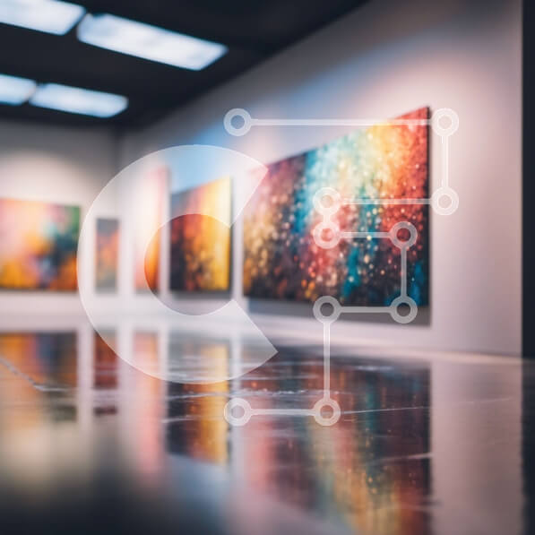 Intra Συλλεκτικό Ξύλινο Παζλ Plywood  4mm - Αφηρημένοι πίνακες ζωγραφικής σε ένα αμυδρά φωτισμένο δωμάτιο Σε Ξύλινο Κουτί - Διαστάσεις Puzzle: 10x10 cm – 25 κομμάτια