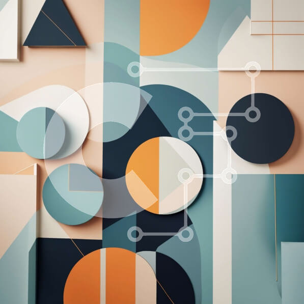 Intra Συλλεκτικό Ξύλινο Παζλ Plywood  4mm - Εντυπωσιακό γεωμετρικό σχέδιο σε μπλε, πορτοκαλί και λευκό Σε Ξύλινο Κουτί - Διαστάσεις Puzzle: 10x10 cm – 25 κομμάτια