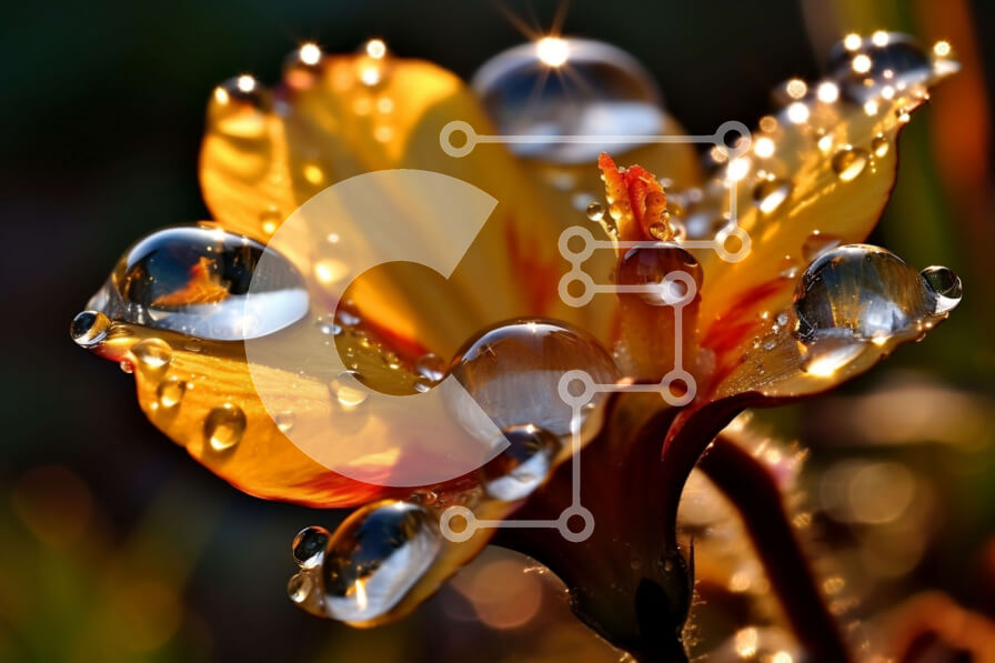 Intra Συλλεκτικό Ξύλινο Παζλ Plywood  4mm - Εκπληκτική κοντινή λήψη ενός κίτρινου λουλουδιού με σταγονίδια νερού στα πέταλά του Σε Ξύλινο Κουτί - Διαστάσεις: 10x10 cm – 25 κομμάτια