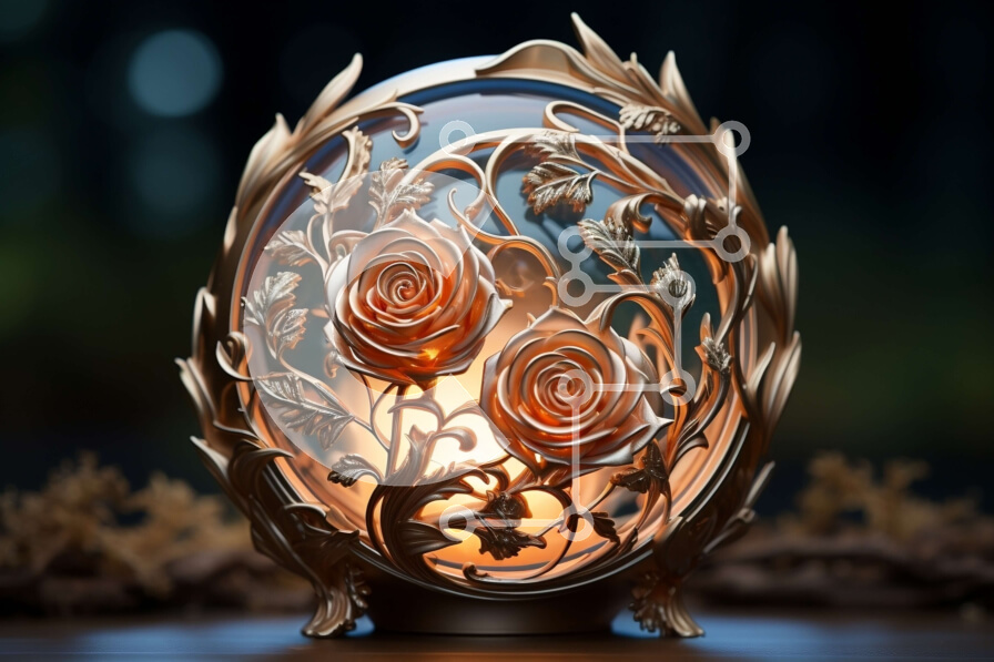 Intra Συλλεκτικό Ξύλινο Παζλ Plywood  4mm - Όμορφο χρυσό φανάρι με περίπλοκα χαρακτικά Σε Ξύλινο Κουτί - Διαστάσεις Puzzle: 10x10 cm – 25 κομμάτια