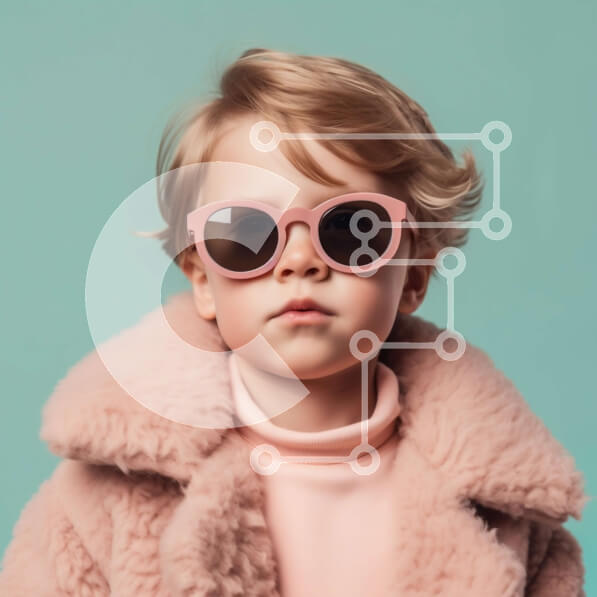 Intra Συλλεκτικό Ξύλινο Παζλ Plywood  4mm - Χαριτωμένη φωτογραφία νεαρής κοπέλας με ροζ πουλόβερ και γυαλιά ηλίου Σε Ξύλινο Κουτί - Διαστάσεις Puzzle: 10x10 cm – 25 κομμάτια